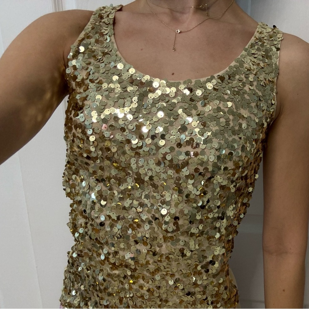 Sequin gold tank top
